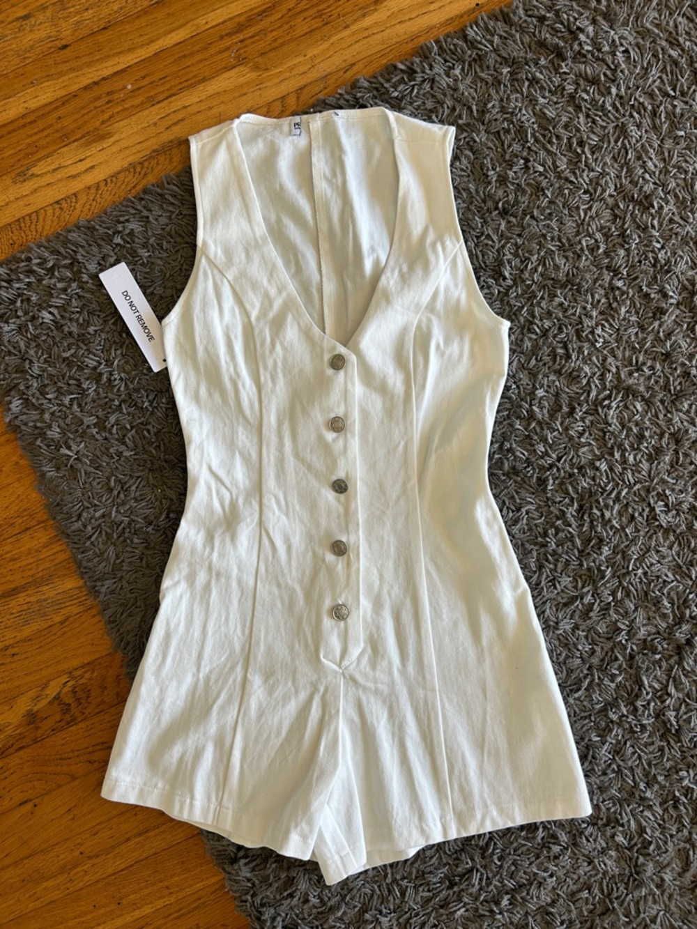 NWOT Princess Polly Damico Romper White Button-Front Size 0 - Picture 3 of 16
